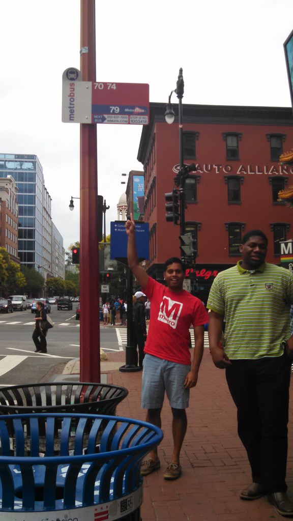 Pointing to the first bus stop
